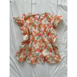 Janie and Jack girls size 10 orange and white floral caftan/beach cover up